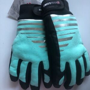 3M Swiss Tech Aqua and Silver Striped Gloves